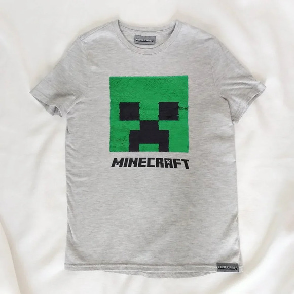 Minecraft creeper two way sequin Tee kids EUC - Picture 1 of 3